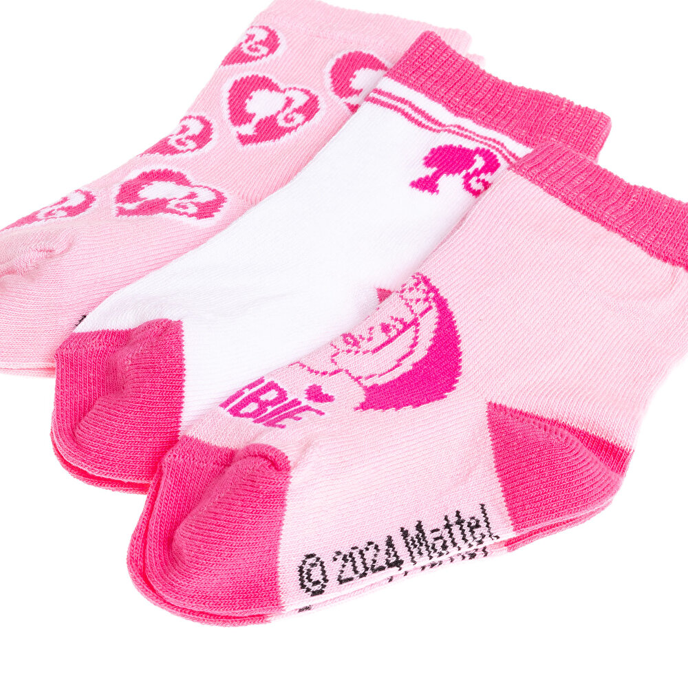 Barbie Desenli 3'lü Soket Çorap Kız Bebek