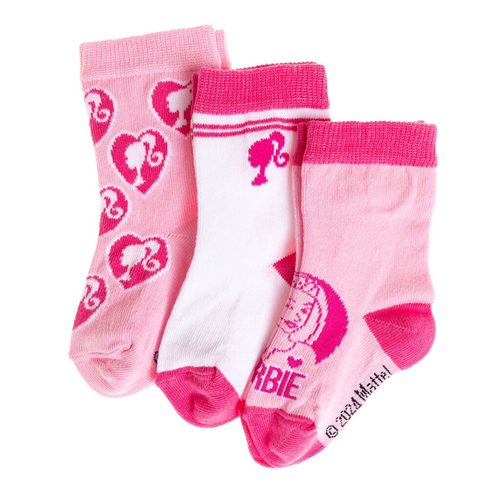 Barbie Desenli 3'lü Soket Çorap Kız Bebek