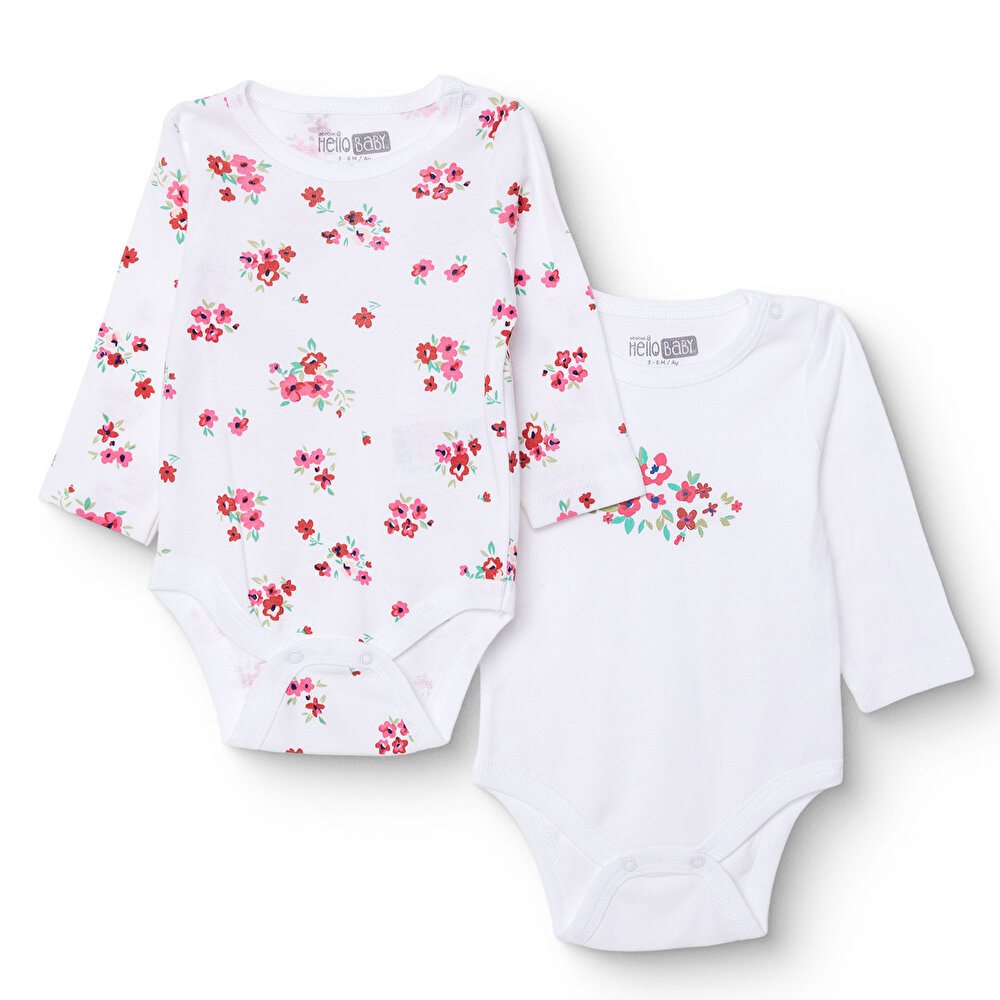 Kız Bebek 2li Uzun Kol Body Çıtçıtlı Yaka Uzun Kol Ribana Paça