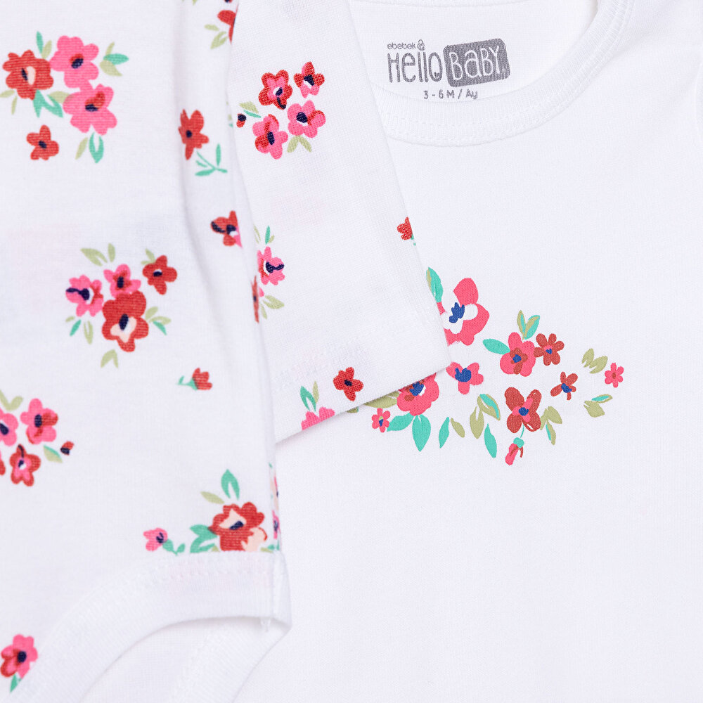 Kız Bebek 2li Uzun Kol Body Çıtçıtlı Yaka Uzun Kol Ribana Paça