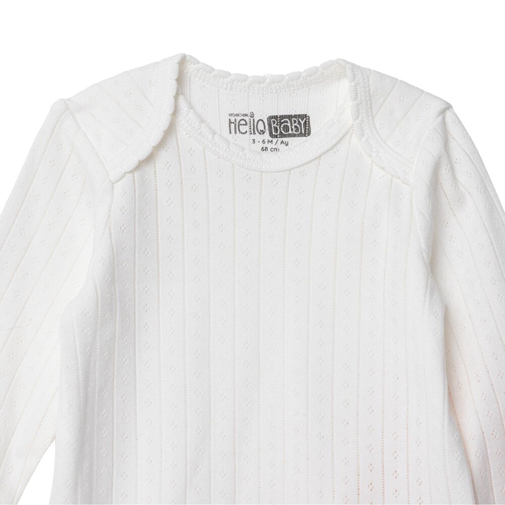 Kız Bebek 2li Uzun Kol Body Jakar Örme Zarf Yaka Uzun Kol