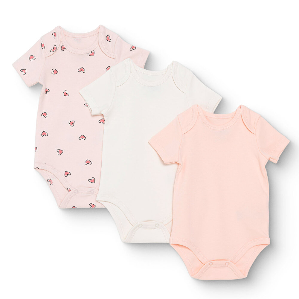 Kız Bebek 3lü Atlet Body İnterlok Bisiklet Yaka Kısa Kol