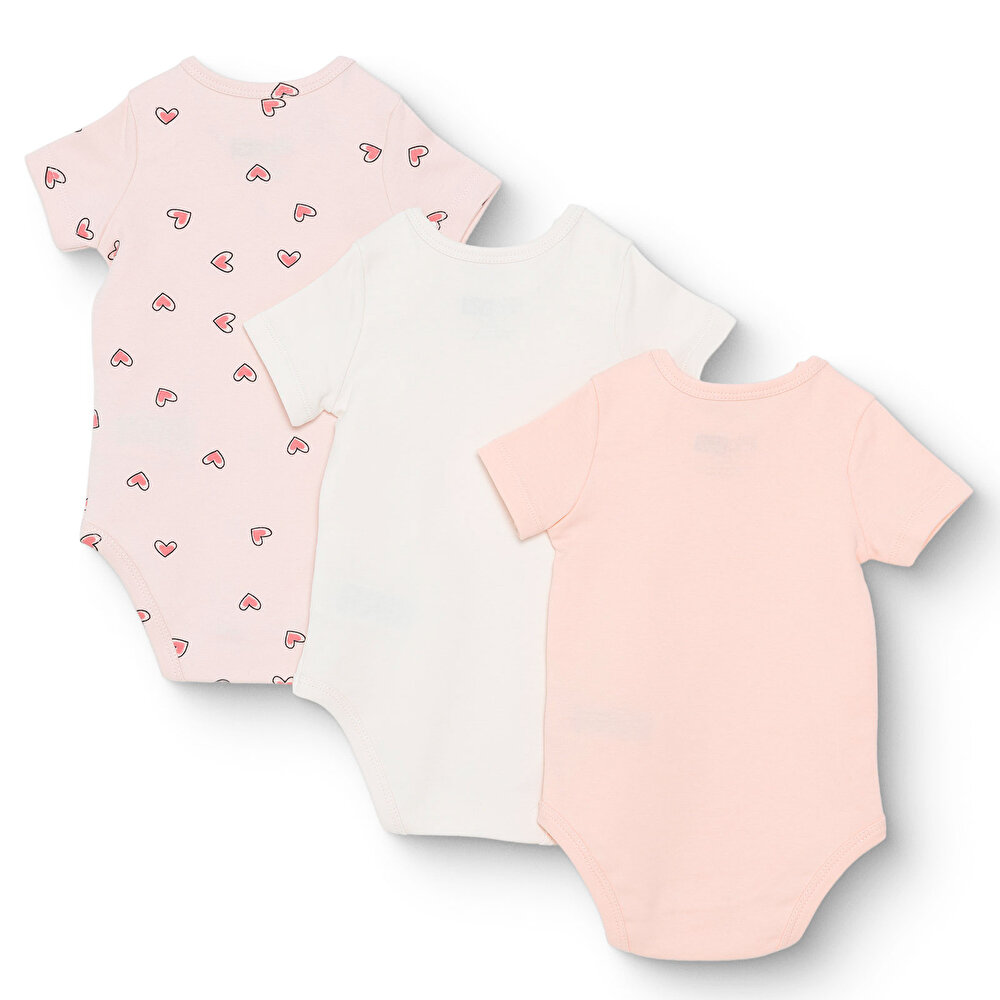 Kız Bebek 3lü Atlet Body İnterlok Bisiklet Yaka Kısa Kol