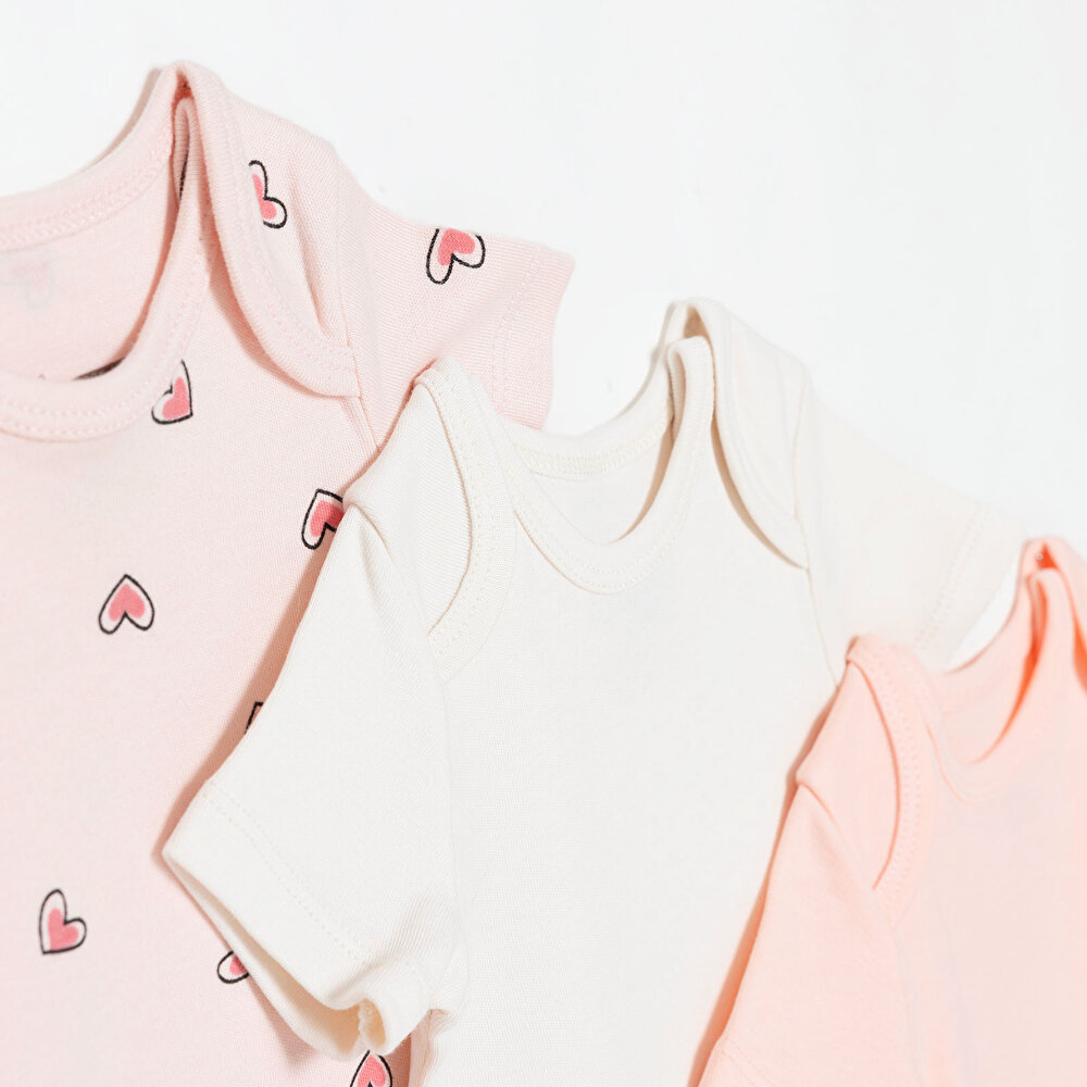 Kız Bebek 3lü Atlet Body İnterlok Bisiklet Yaka Kısa Kol