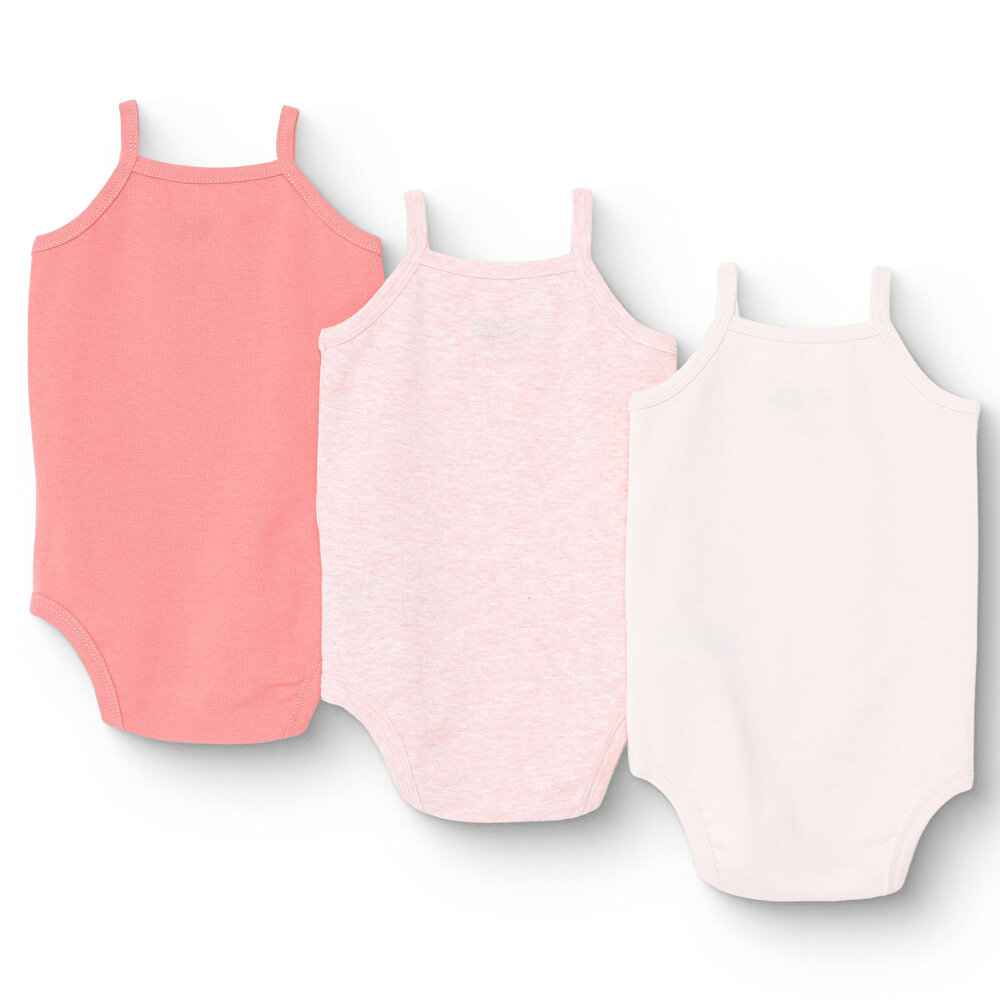 Kız Bebek 3lü Atlet Body Ribana Bisiklet Yaka İp Askılı