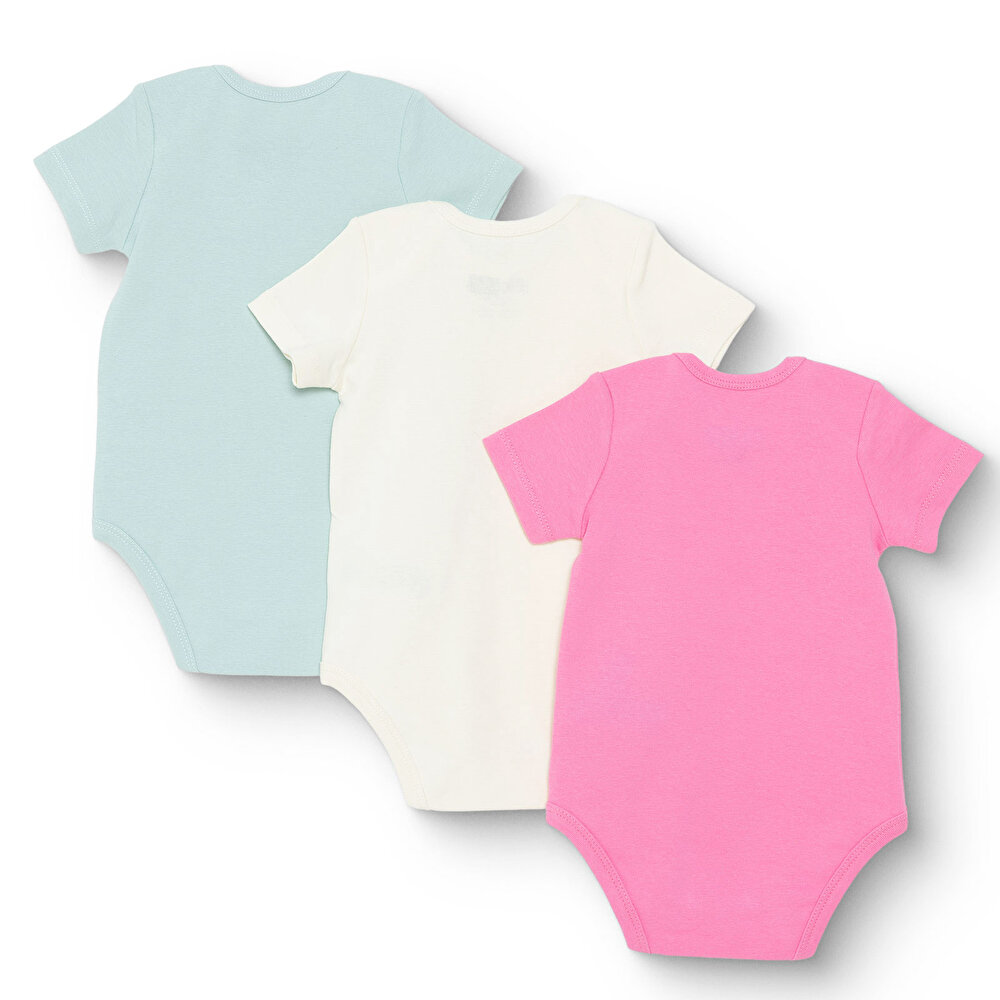 Kız Bebek 3lü Atlet Body Ribana Bisiklet Yaka Kısa Kol