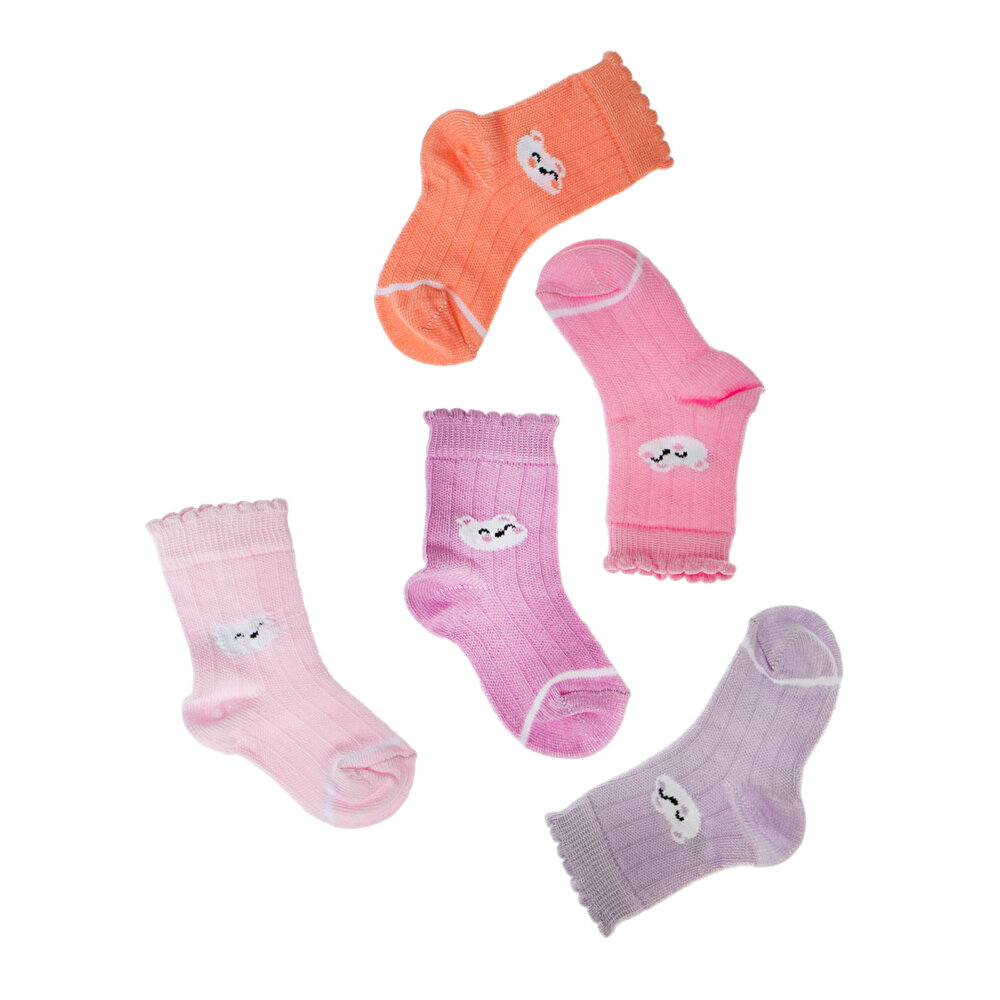Kız Bebek 5'li Soket Çorap Renkli
