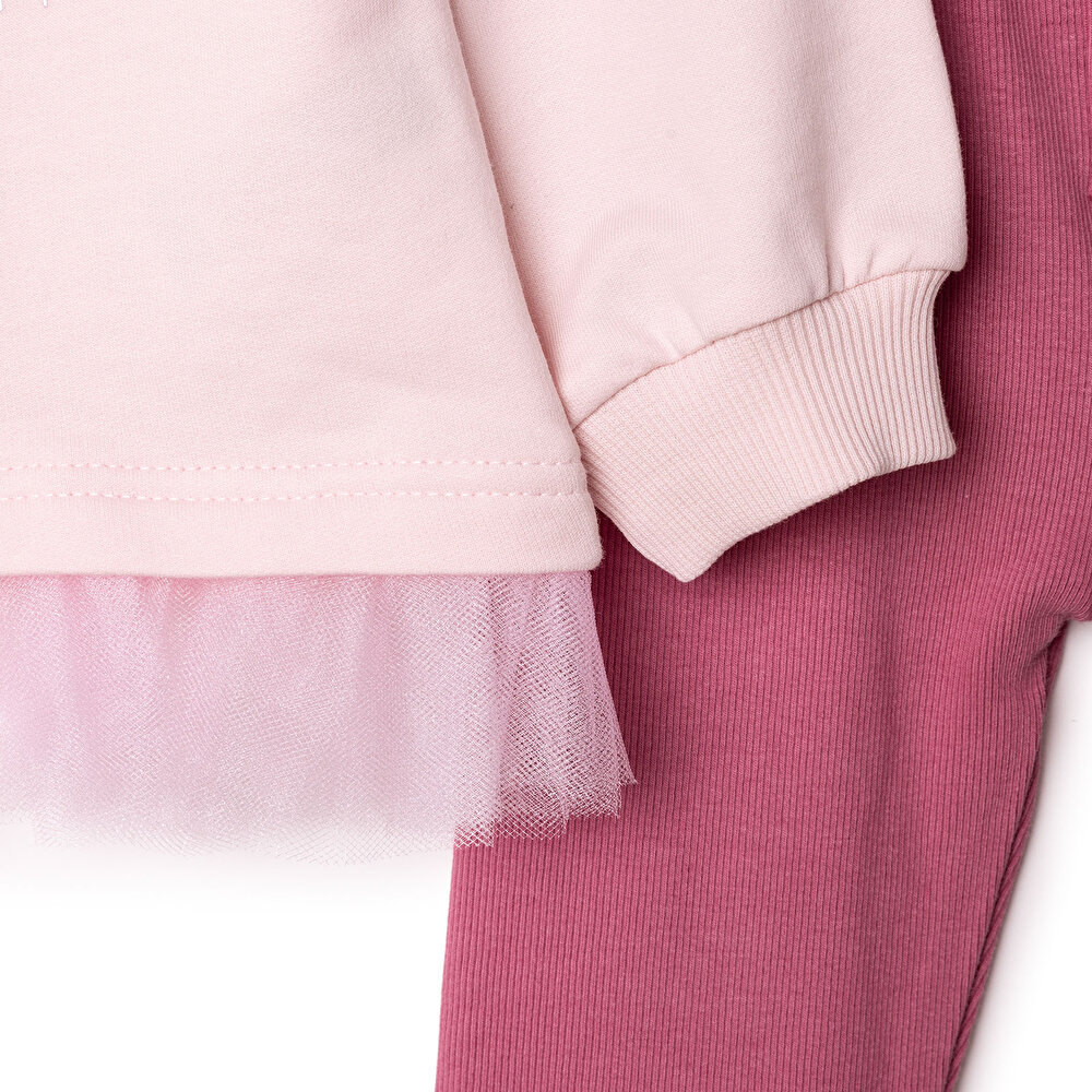 Kız Bebek Bluz - Tayt Enjoy Bear İki İplik Uzun Kol Reçme Paça