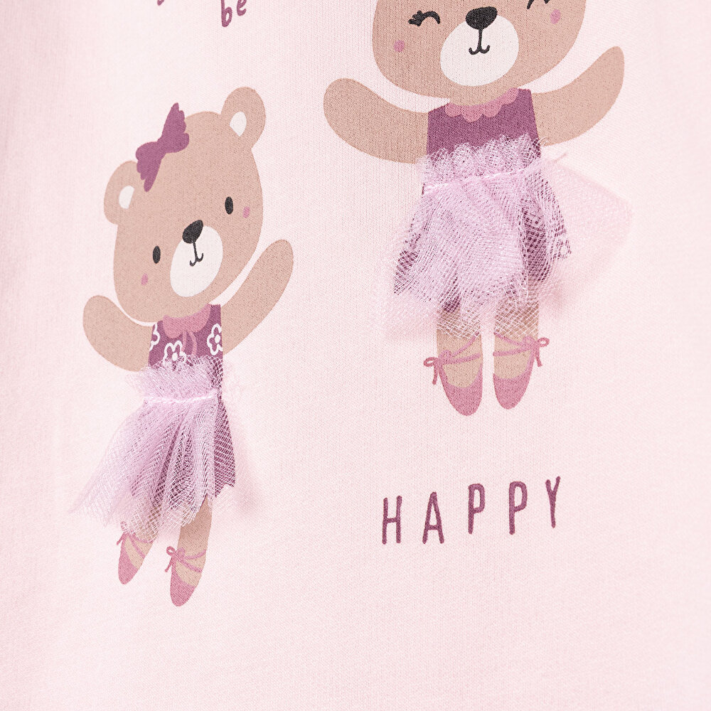 Kız Bebek Bluz - Tayt Enjoy Bear İki İplik Uzun Kol Reçme Paça