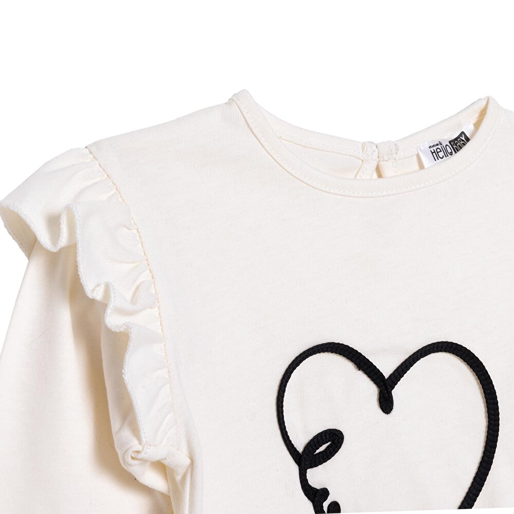 Kız Bebek Chic Bluz-Etek Denim Bisiklet Yaka Uzun Kol Reçme Paça