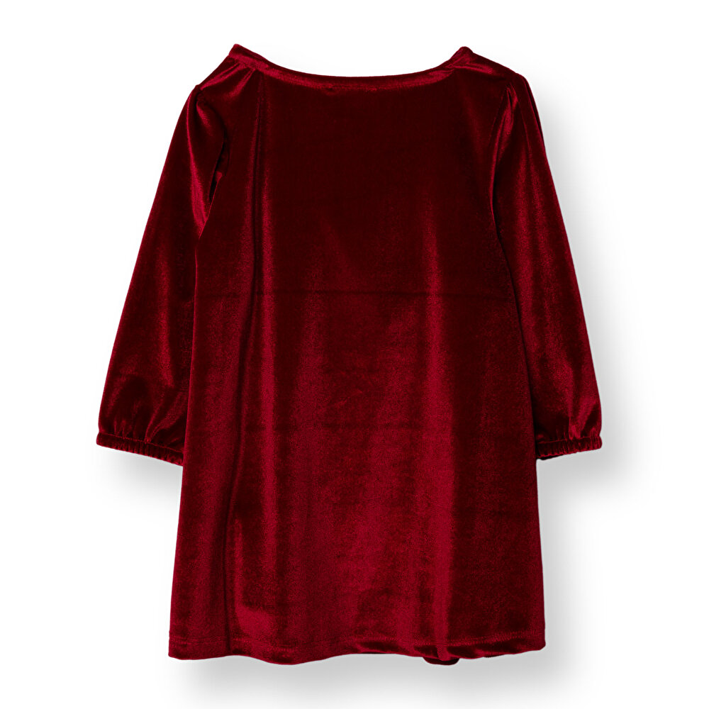 Kız Bebek Chic Elbise Kadife Bisiklet Yaka Kısa Kol