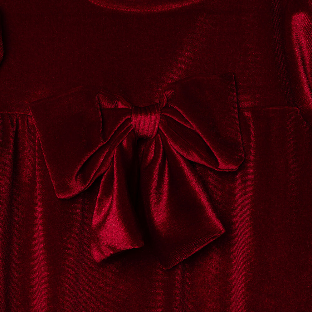 Kız Bebek Chic Elbise Kadife Bisiklet Yaka Kısa Kol