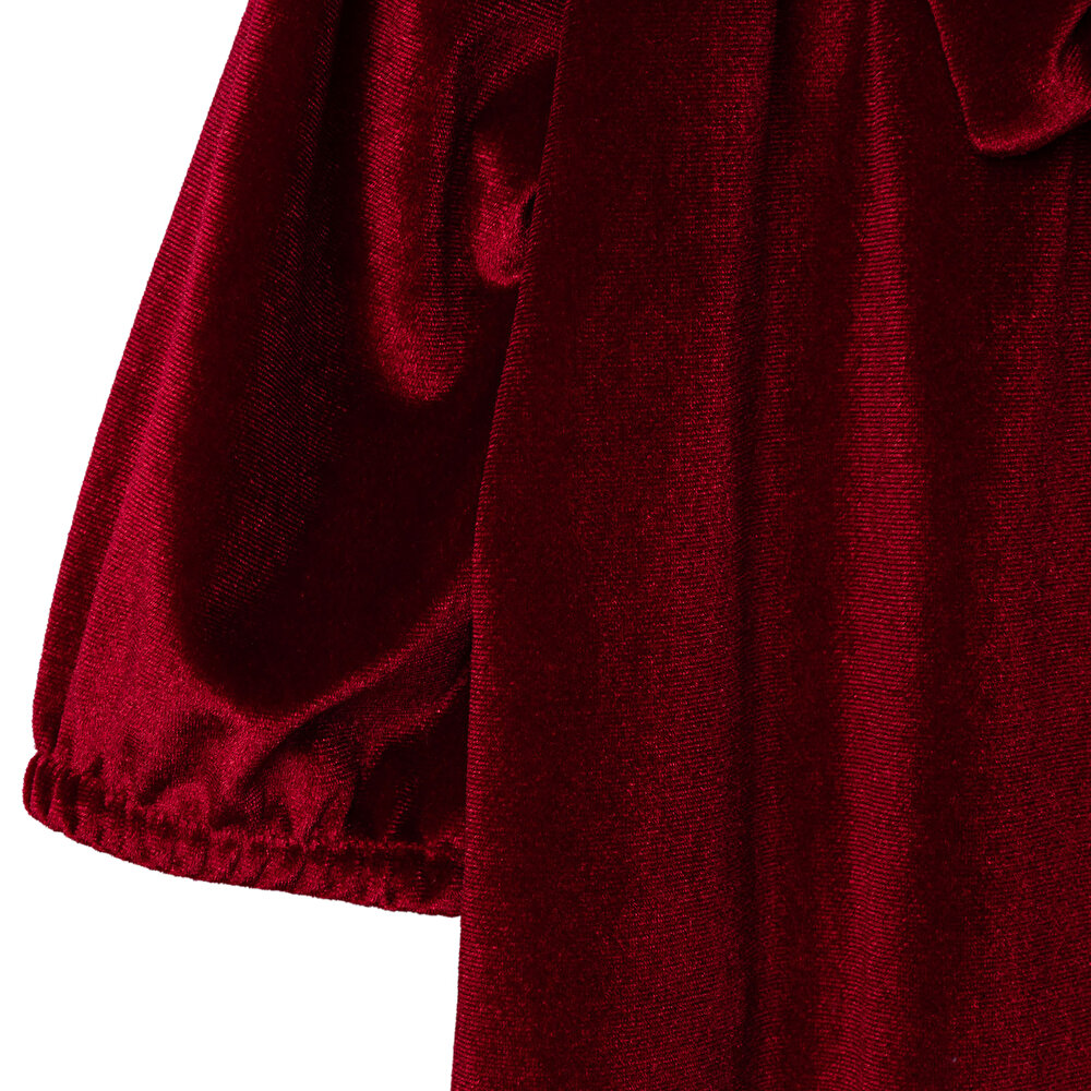 Kız Bebek Chic Elbise Kadife Bisiklet Yaka Kısa Kol