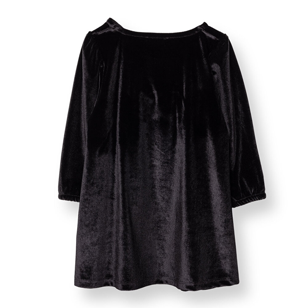 Kız Bebek Chic Elbise Kadife Bisiklet Yaka Kısa Kol