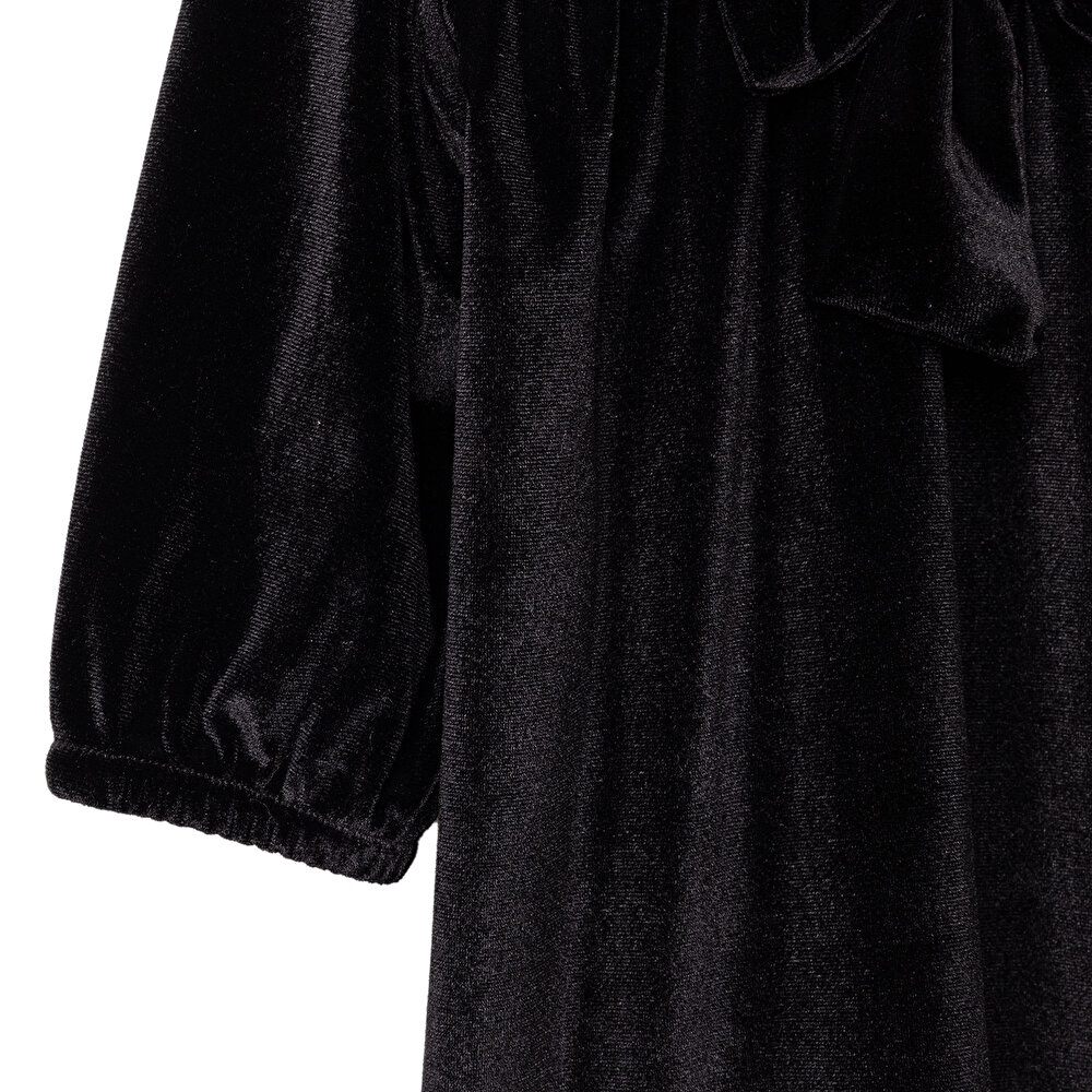 Kız Bebek Chic Elbise Kadife Bisiklet Yaka Kısa Kol