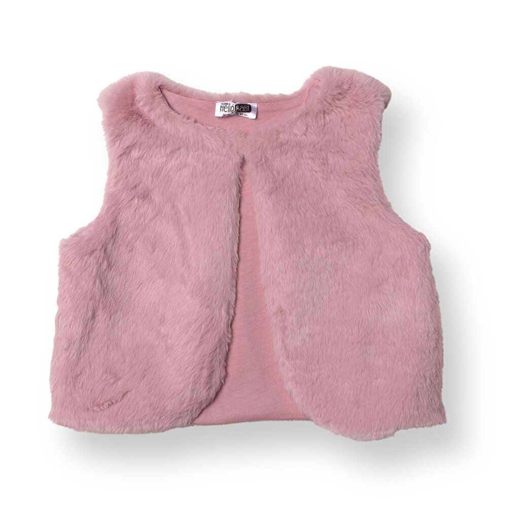 Kız Bebek Chic Yelek Bisiklet Yaka Kısa Kol