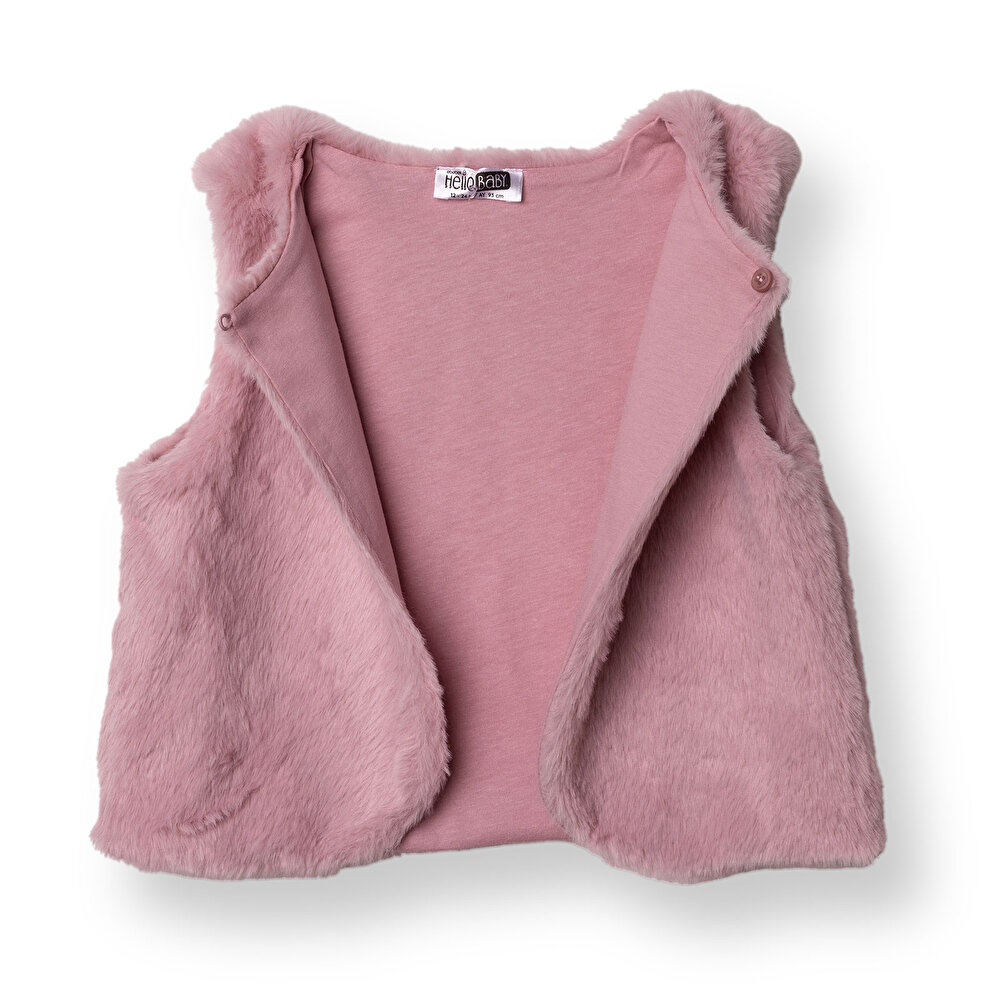 Kız Bebek Chic Yelek Bisiklet Yaka Kısa Kol