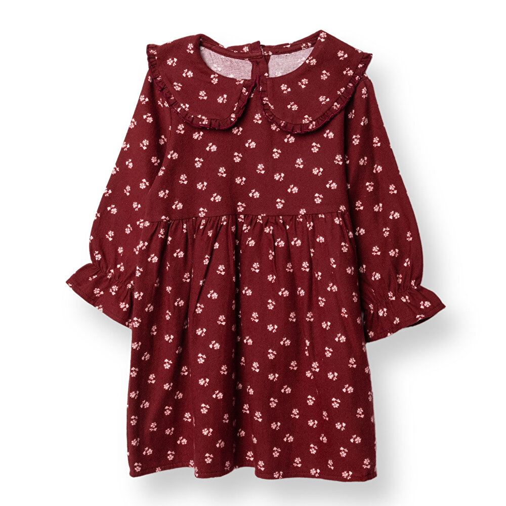 Kız Bebek Elbise Bisiklet Yaka Uzun Kol