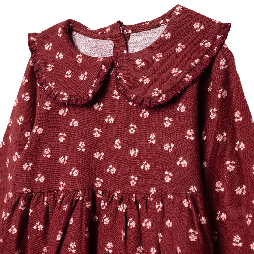 Kız Bebek Elbise Bisiklet Yaka Uzun Kol