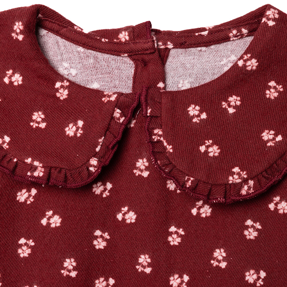 Kız Bebek Elbise Bisiklet Yaka Uzun Kol