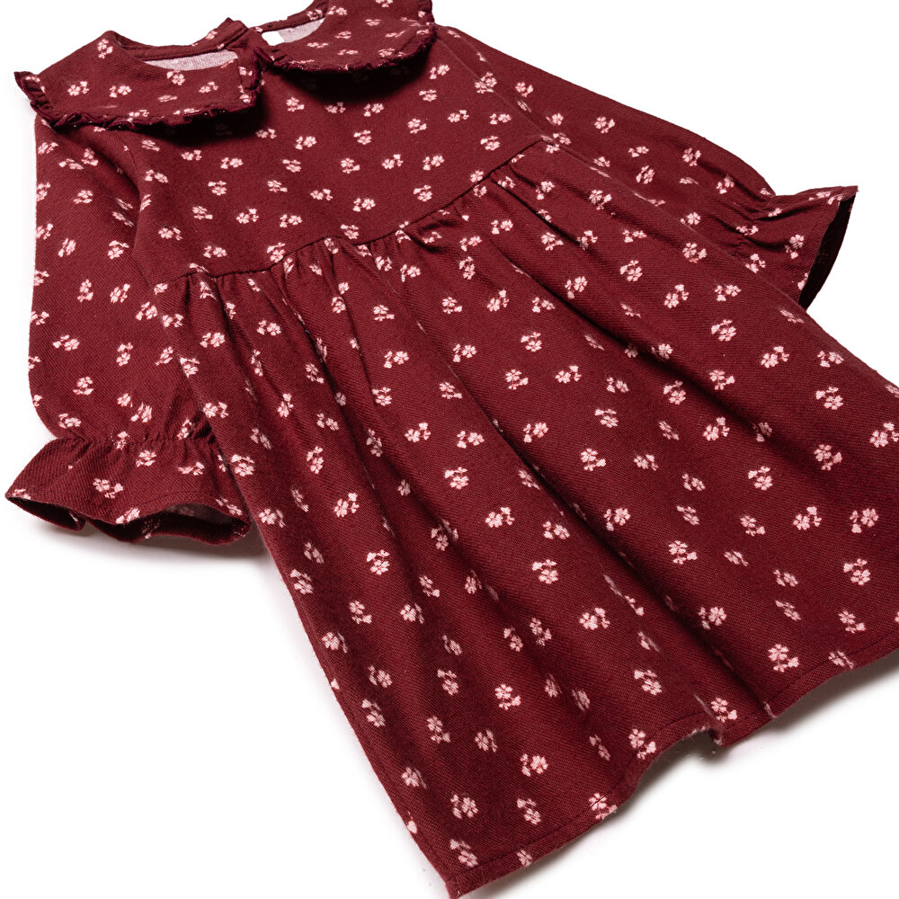 Kız Bebek Elbise Bisiklet Yaka Uzun Kol