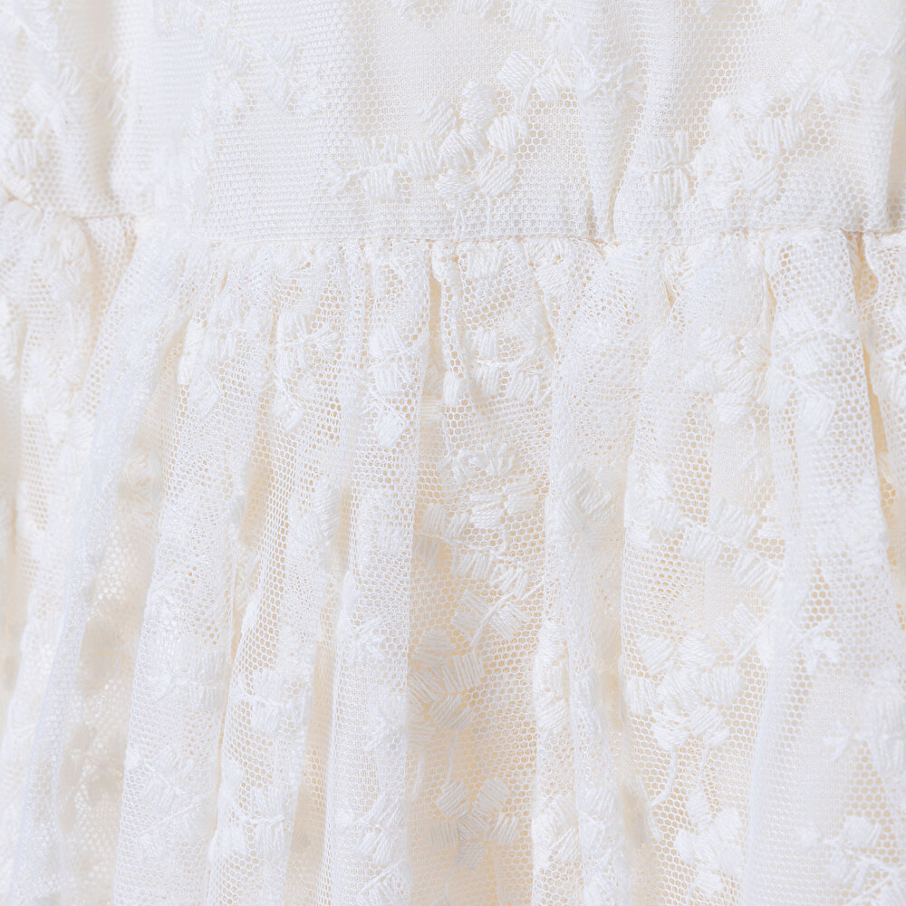 Kız Bebek Elbise Düğmeli Bisiklet Yaka Kısa Kol