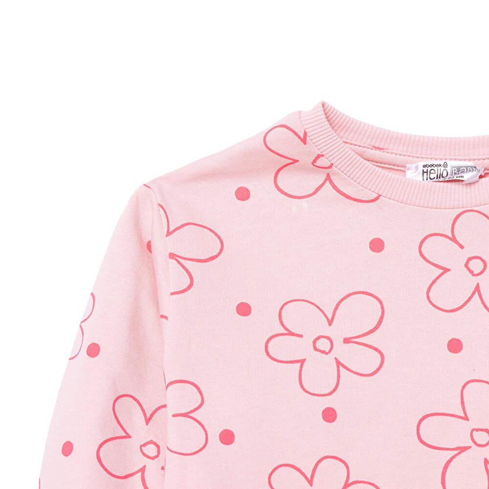 Kız Bebek Eşofman Takımı Bisiklet Yaka Uzun Kol Lastikli Paça