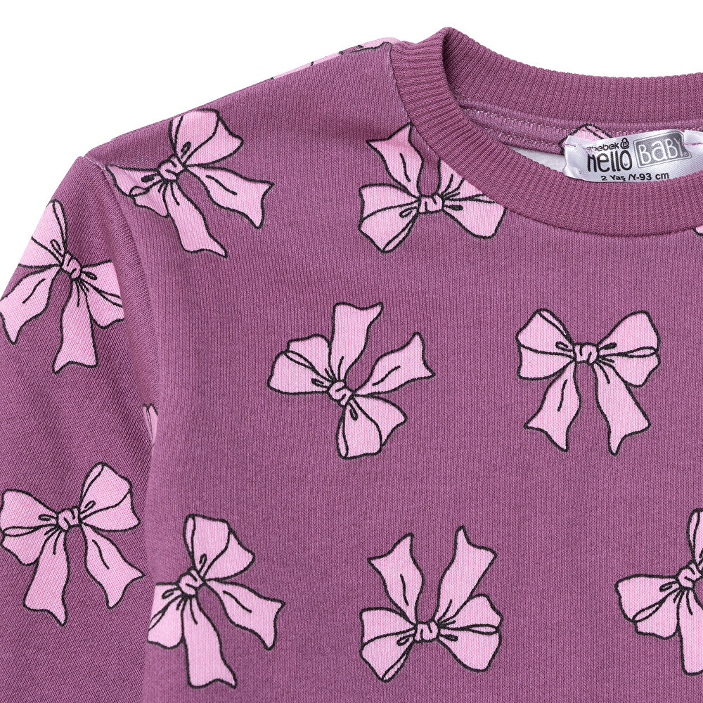 Kız Bebek Eşofman Takımı Bisiklet Yaka Uzun Kol Lastikli