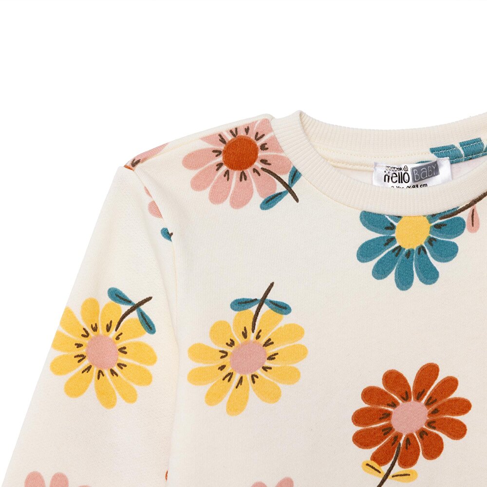 Kız Bebek Eşofman Takımı Bisiklet Yaka Uzun Kol Reçme Paça