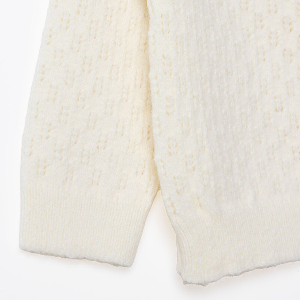 Kız Bebek Floral Teddy Bear Triko Hırka V Yaka Uzun Kol