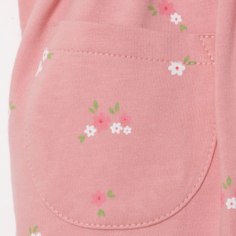 Kız Bebek Forest Flower Salopet-Tshirt Jakar Düğmeli Modelli Yaka Lastikli Paça