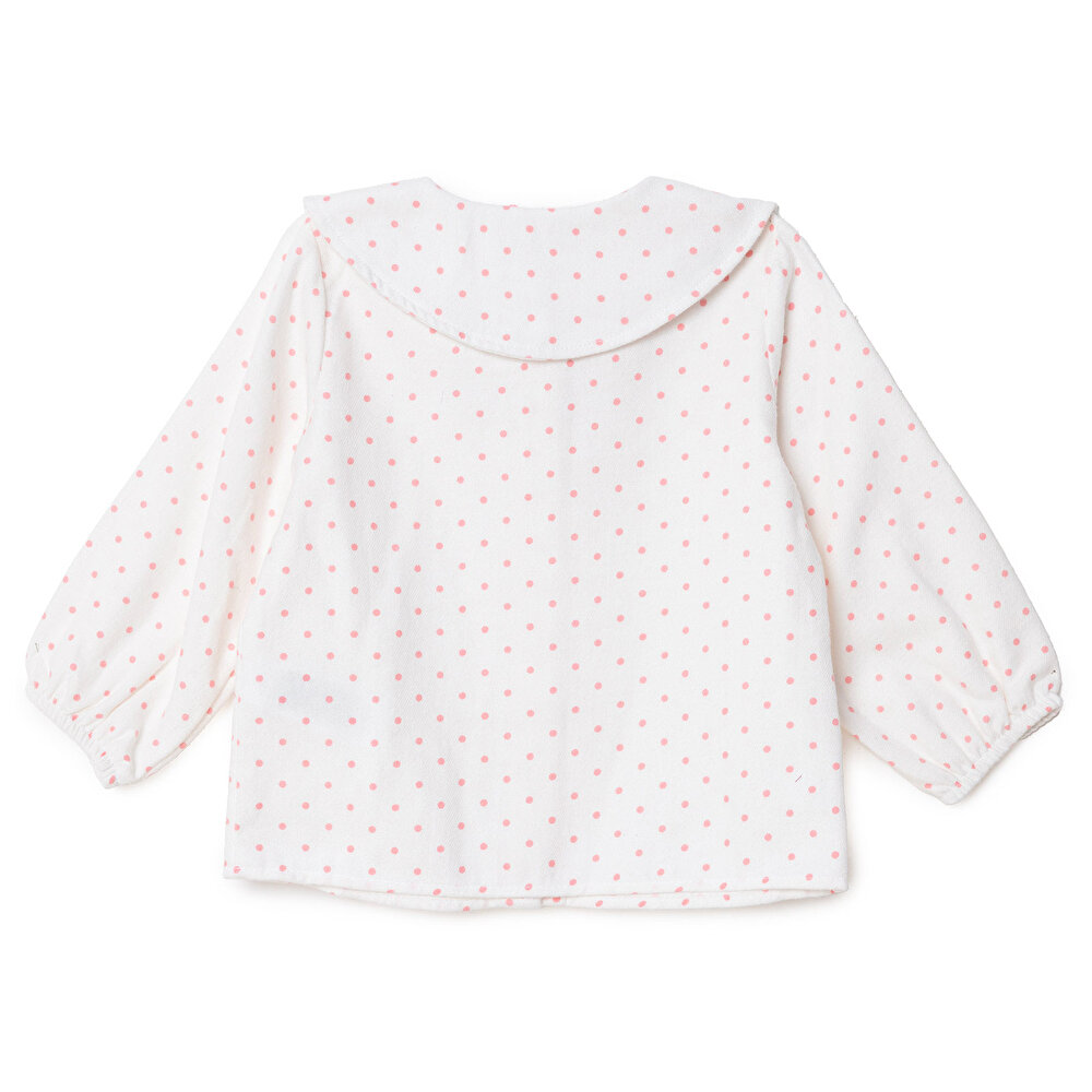 Kız Bebek Gömlek Düğmeli Bebe Yaka Uzun Kol