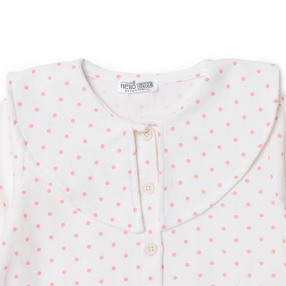 Kız Bebek Gömlek Düğmeli Bebe Yaka Uzun Kol