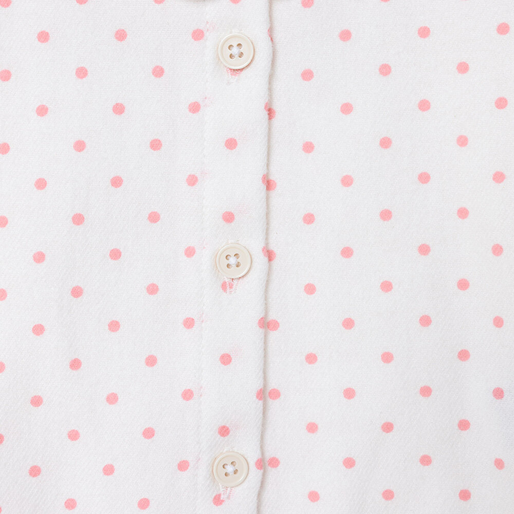 Kız Bebek Gömlek Düğmeli Bebe Yaka Uzun Kol