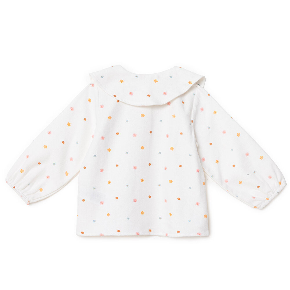 Kız Bebek Gömlek Düğmeli Bebe Yaka Uzun Kol