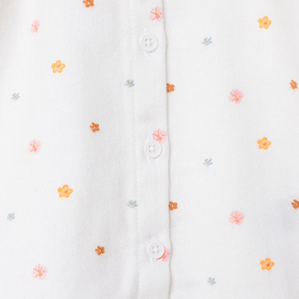 Kız Bebek Gömlek Düğmeli Bebe Yaka Uzun Kol