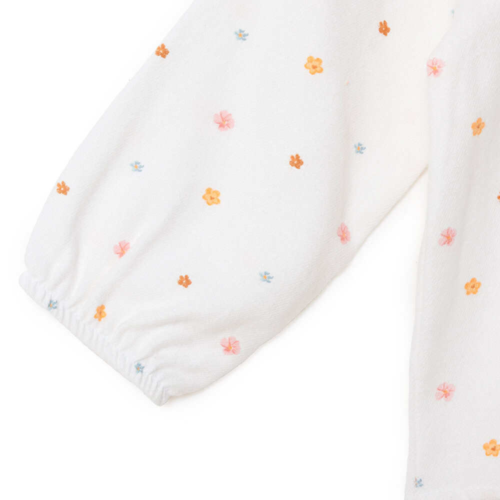 Kız Bebek Gömlek Düğmeli Bebe Yaka Uzun Kol