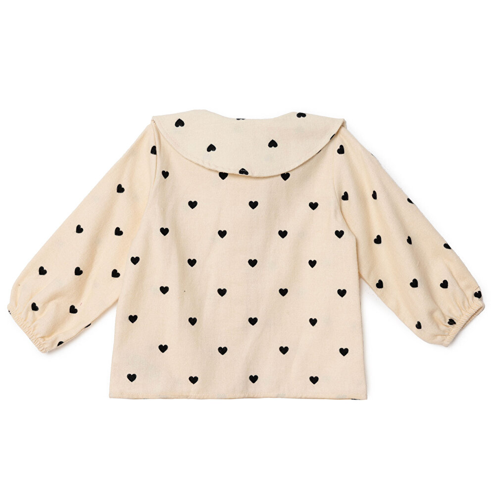 Kız Bebek Gömlek Düğmeli Bebe Yaka Uzun Kol