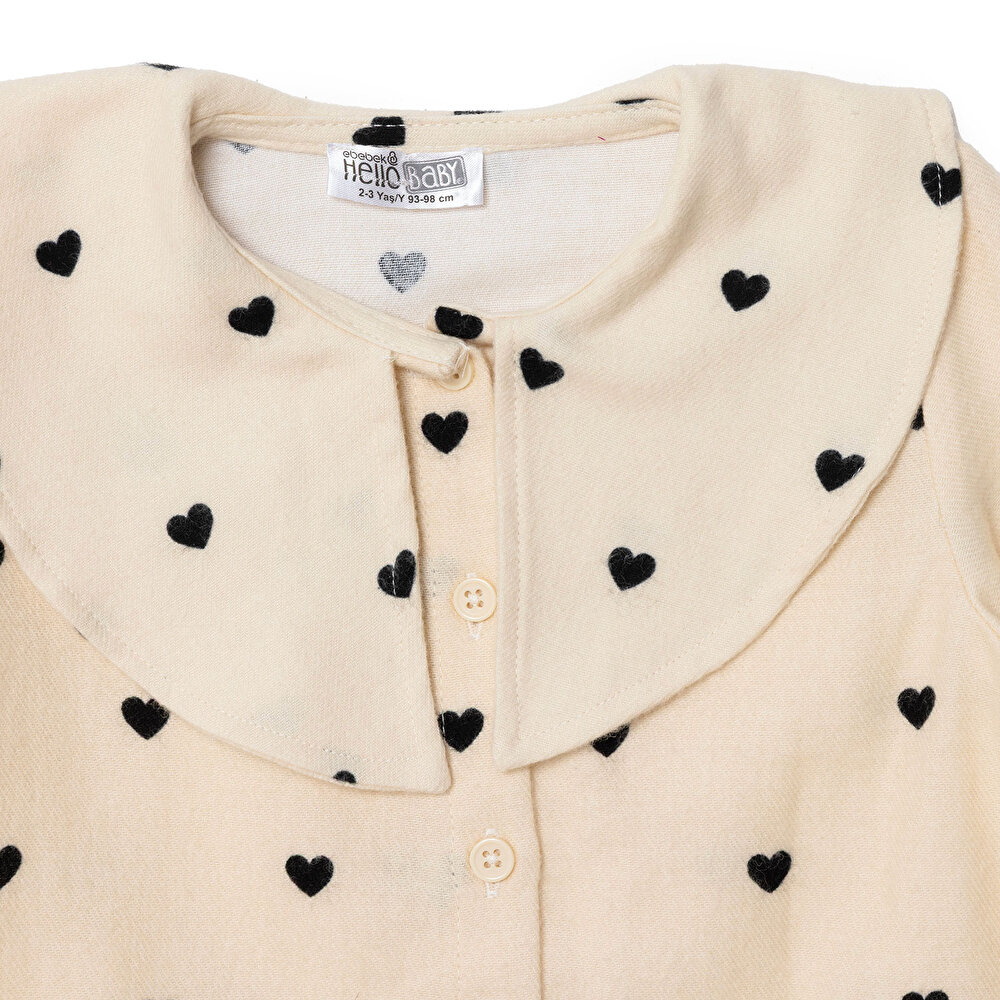 Kız Bebek Gömlek Düğmeli Bebe Yaka Uzun Kol