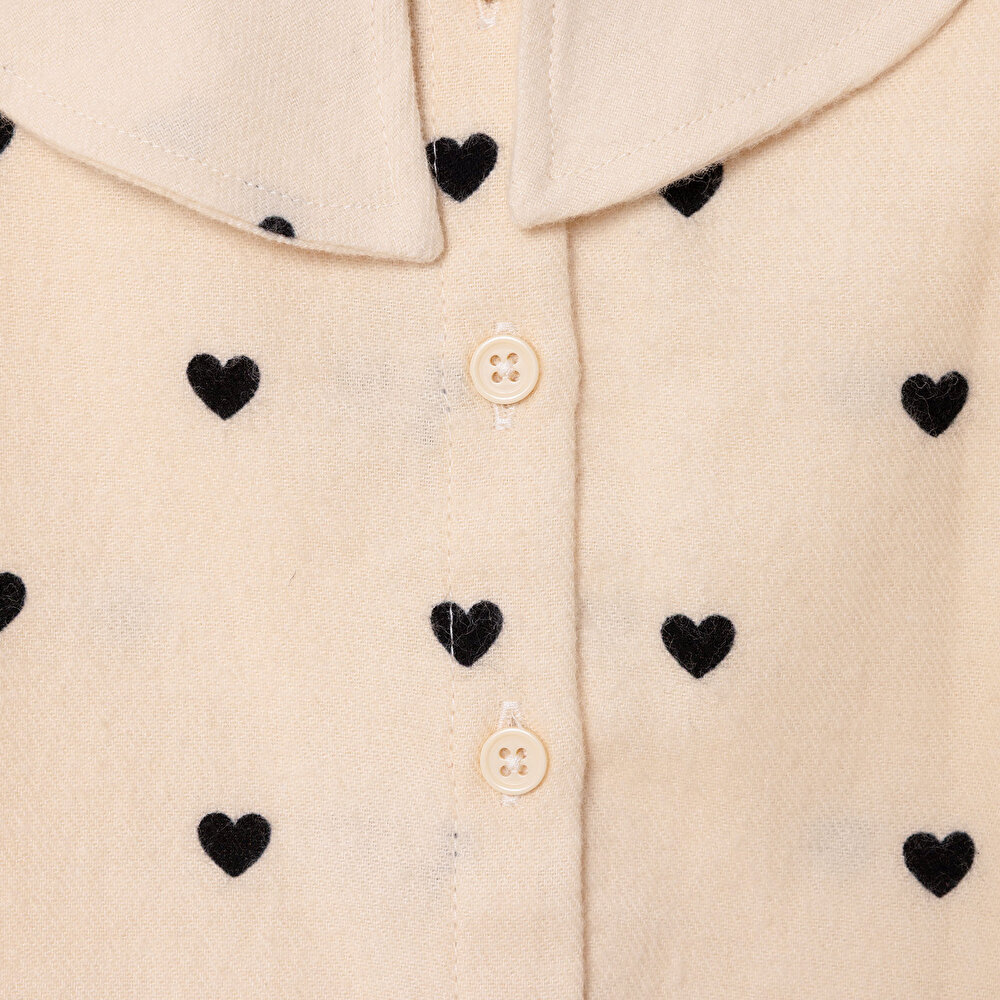 Kız Bebek Gömlek Düğmeli Bebe Yaka Uzun Kol