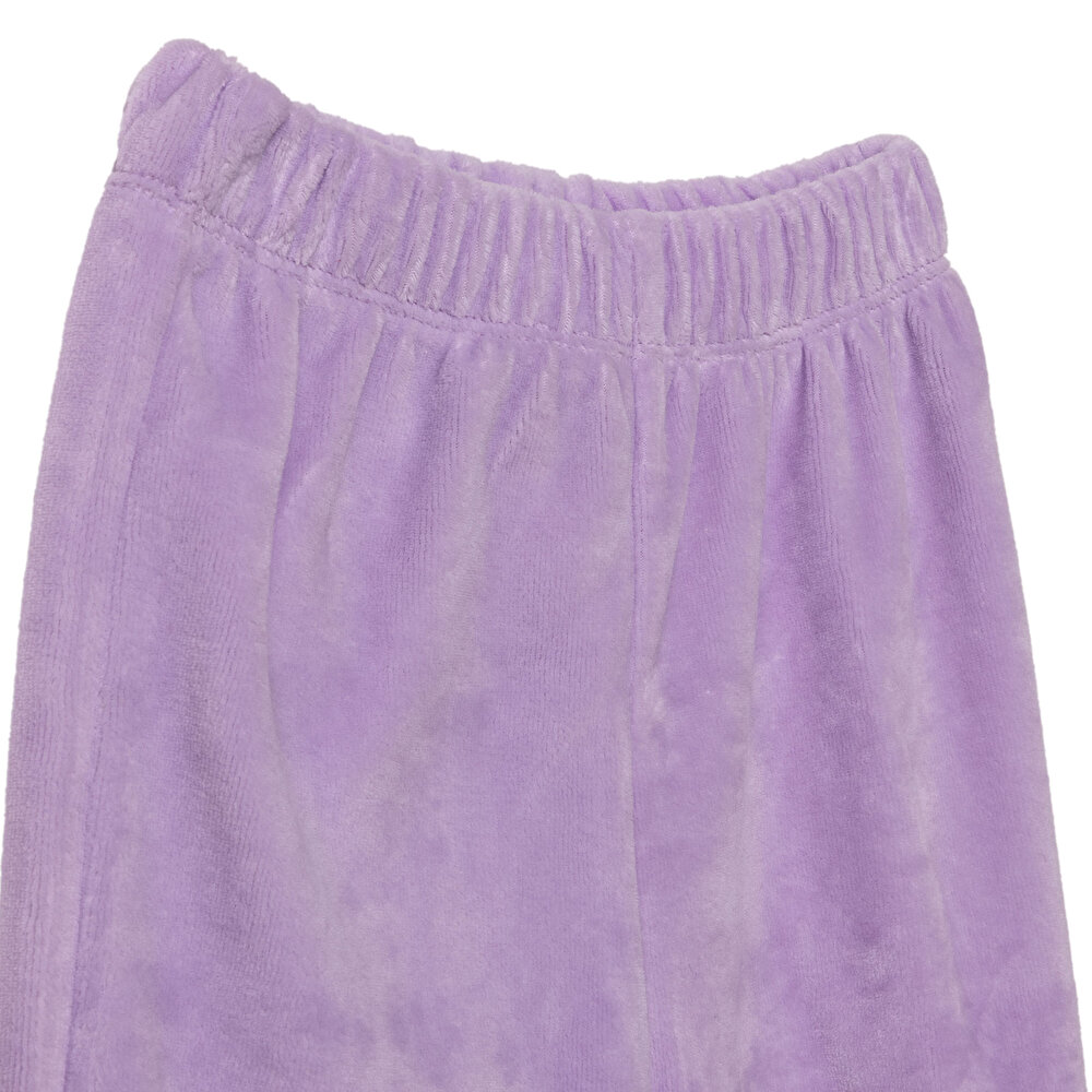 Kız Bebek Kadife Pijama Takımı Bisiklet Yaka Uzun Kol Ribanalı Paça