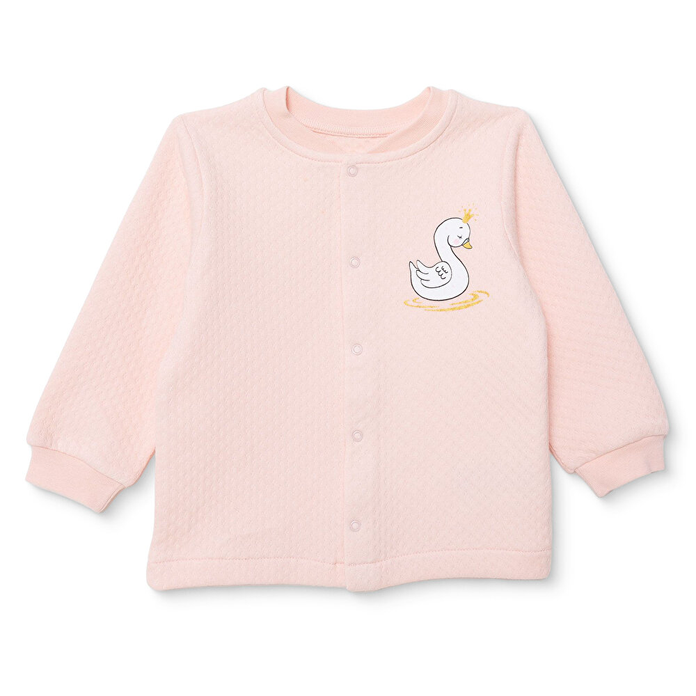 Kız Bebek Kapitone Hırka Kapitone Örme Bisiklet Yaka Atlet Kol