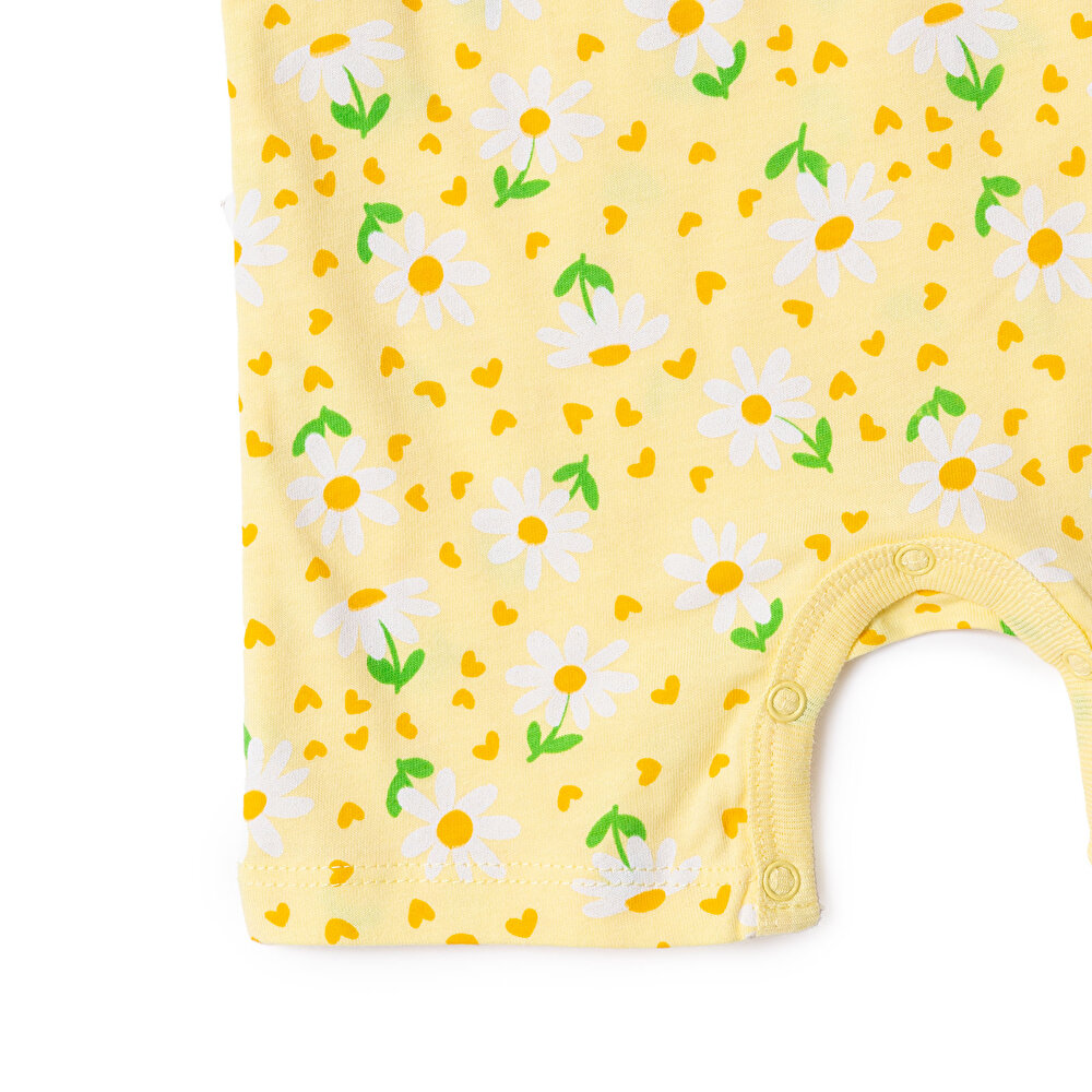 Kız Bebek Kısa Tulum Bisiklet Yaka Kısa Kol