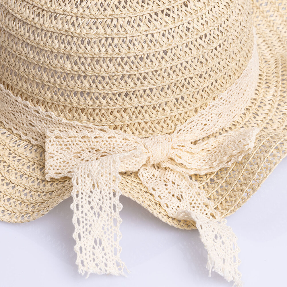 Kız Bebek Kurdeleli Hasır Şapka