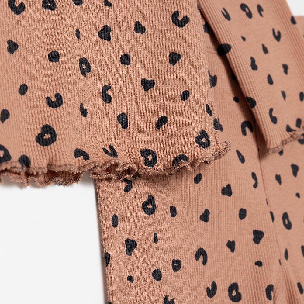 Kız Bebek Leopar Bluz-Tayt Kaşkorse Reçme Paça