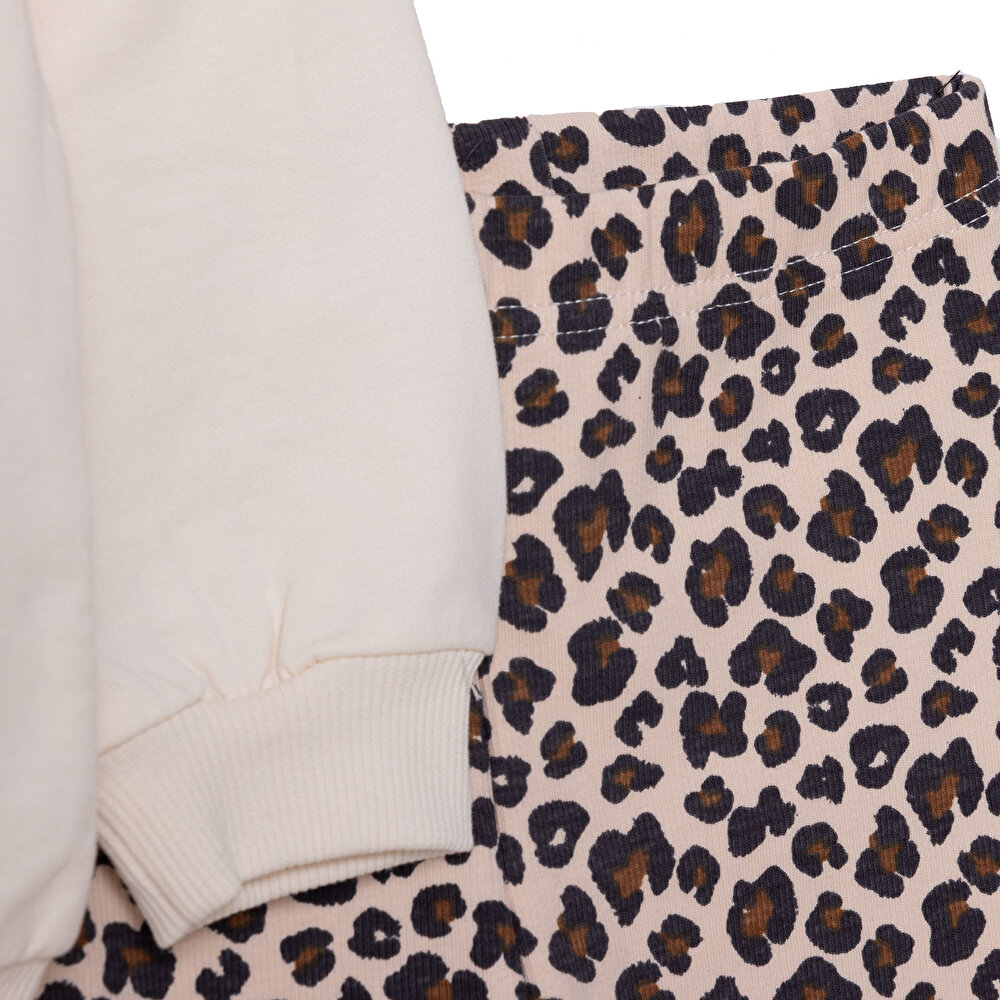 Kız Bebek Leopar Bluz-Tayt Kaşkorse Reçme Paça