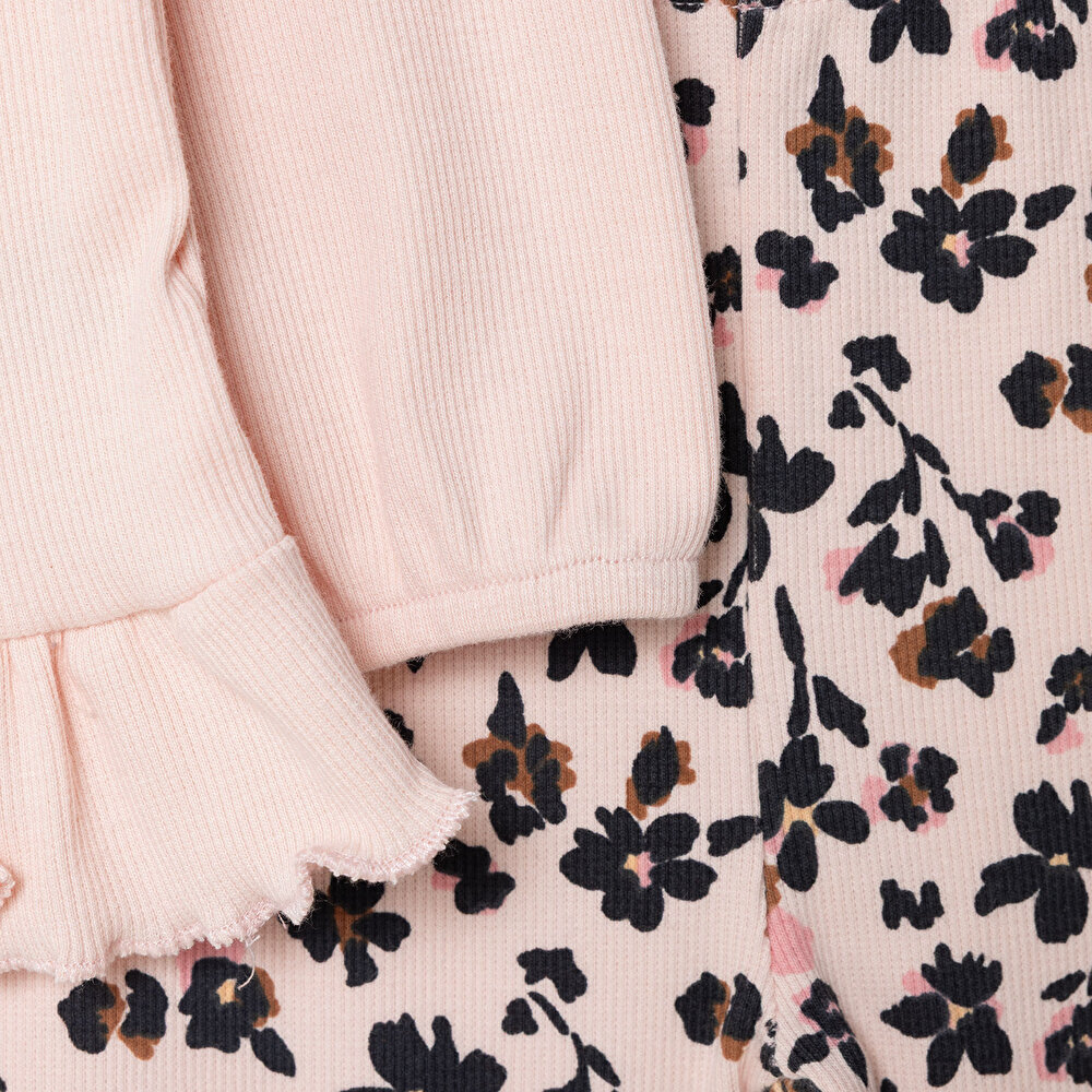 Kız Bebek Leopar Bluz-Tayt Kaşkorse Uzun Kol Reçme Paça