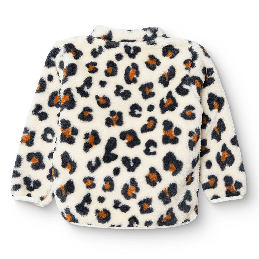 Kız Bebek Leopar Welsoft Hırka Peluş Uzun Kol