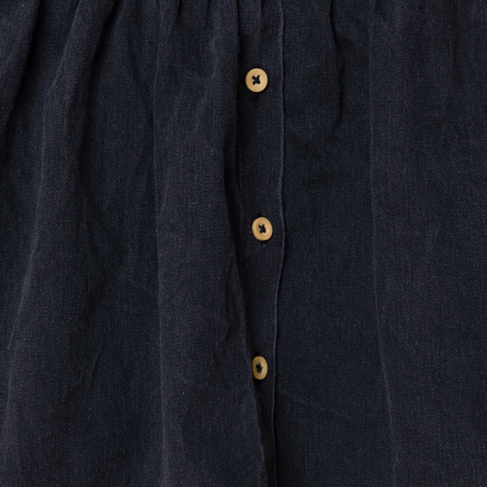 Kız Bebek Monochrome Elbise Tshirt Düğmeli Denim Atlet Kol