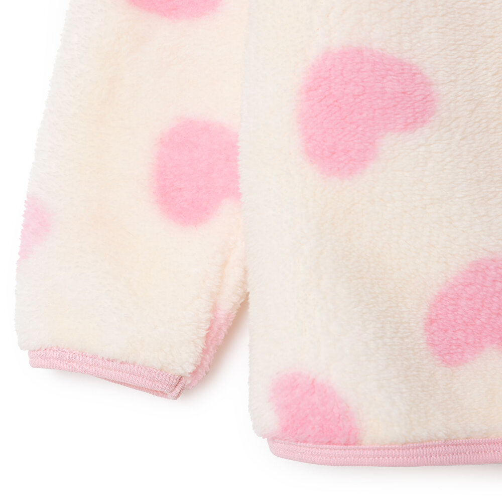 Kız Bebek Monochrome Welsoft Hırka Peluş Uzun Kol